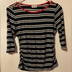 Celine by Champion women's navy and white striped blouse size small
